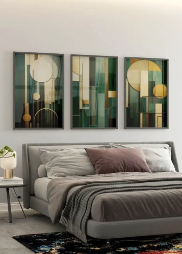 Tryptyk Zieleń art déco II