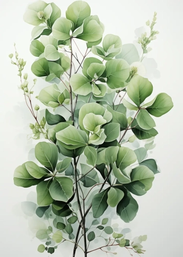 Plakat Zielone liście VIII