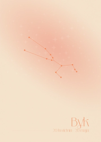 Plakat Znak zodiaku – Byk (pomarańczowy)