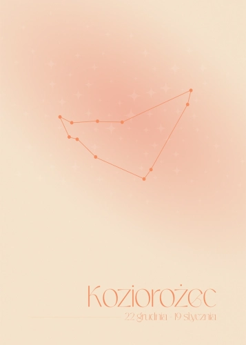 Plakat Znak zodiaku – Koziorożec (pomarańczowy)