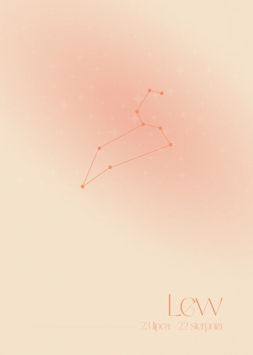 Plakat Znak zodiaku – Lew (pomarańczowy)