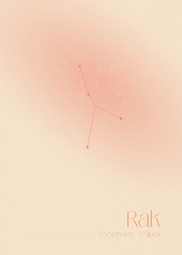 Plakat Znak zodiaku – Rak (pomarańczowy)