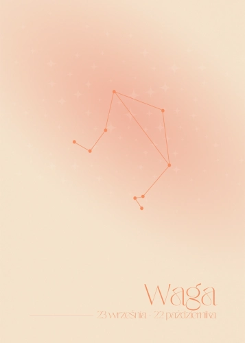Plakat Znak zodiaku – Waga (pomarańczowy)