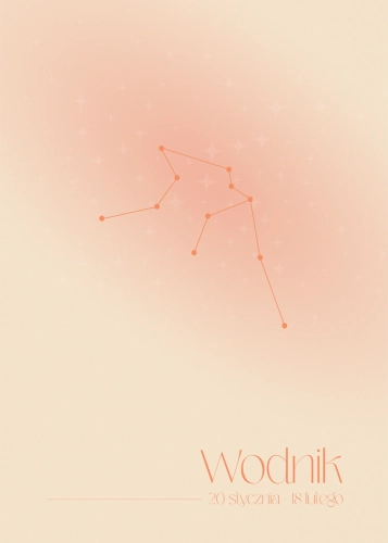 Plakat Znak zodiaku – Wodnik (pomarańczowy)