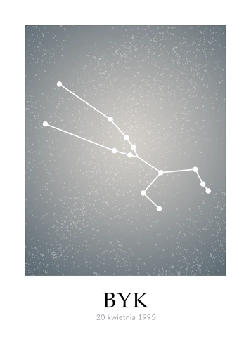 Plakat personalizowany – Znak zodiaku – Byk (niebieski)