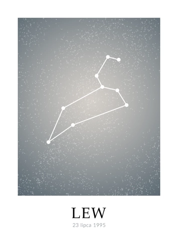 Plakat personalizowany – Znak zodiaku – Lew (niebieski)