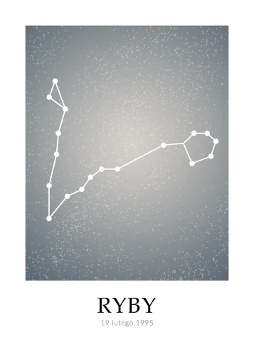 Plakat personalizowany – Znak zodiaku – Ryby (niebieski)