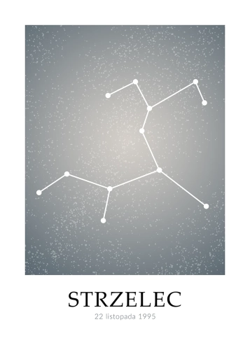 Plakat personalizowany – Znak zodiaku – Strzelec (niebieski)