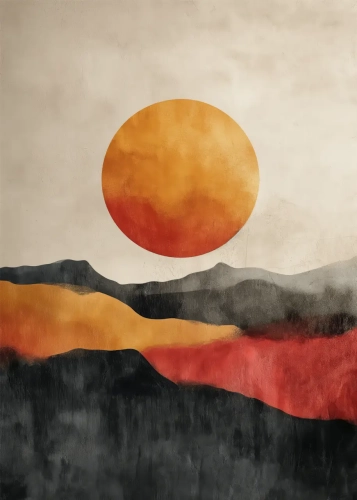 Plakat Zachód słońca abstrakcjonisty