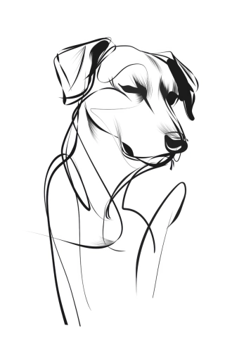 Plakat Pies line art