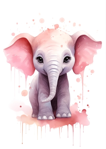 Plakat Różowy słonik II