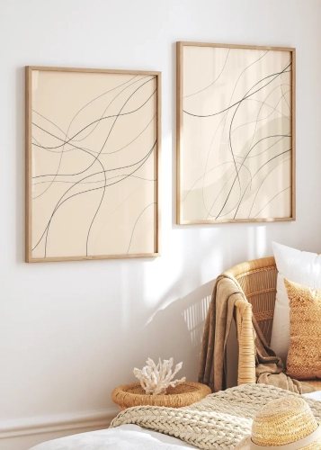 Dyptyk Linie na beżowym tle II