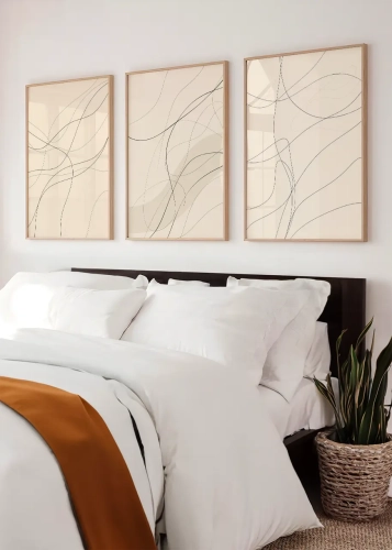 Tryptyk Linie na beżowym tle