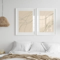 Dyptyk do sypialni Linie na beżowym tle II