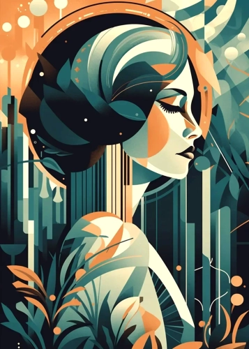 Plakat Kwiecista gracja art deco