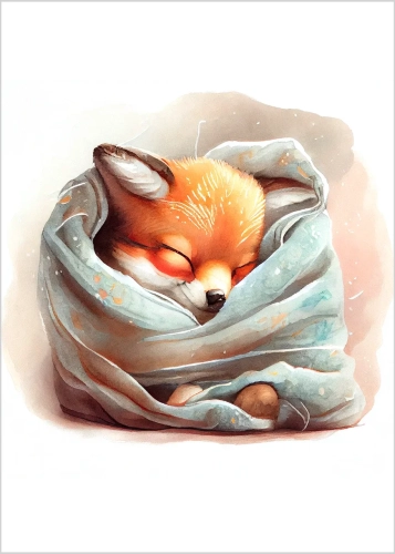 Plakat Śpiący lisek II