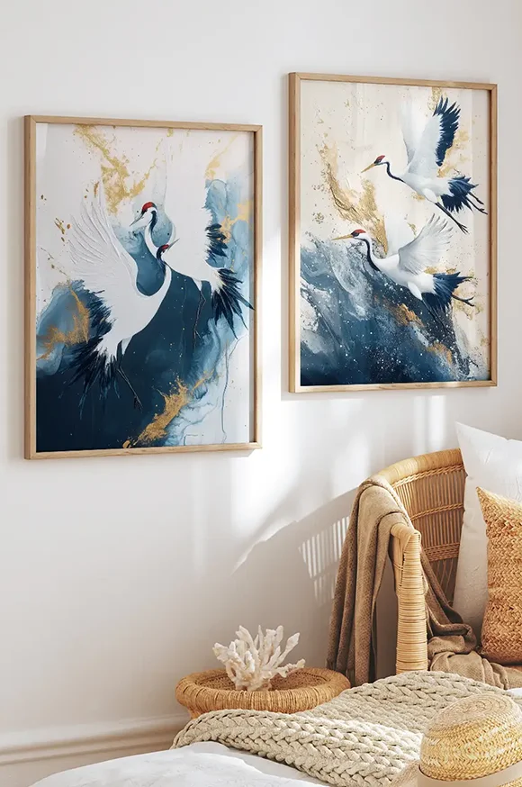 Plakaty z żurawiami